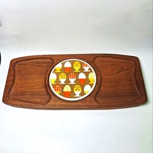 VINTAGE Dolphin Teakwood Cheese Chacuterie Board Mid Century Modern
